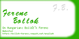 ferenc bollok business card